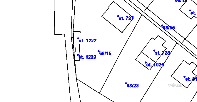 Parcela st. 68/15 v KÚ Kamenný Přívoz, Katastrální mapa