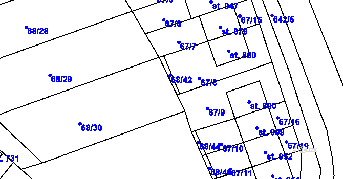 Parcela st. 68/36 v KÚ Kamenný Přívoz, Katastrální mapa