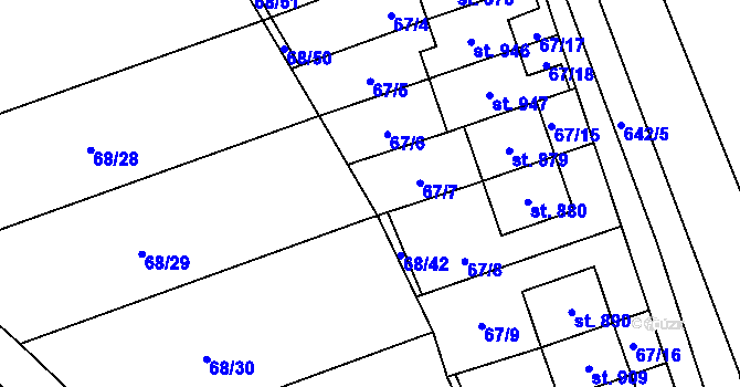 Parcela st. 68/47 v KÚ Kamenný Přívoz, Katastrální mapa