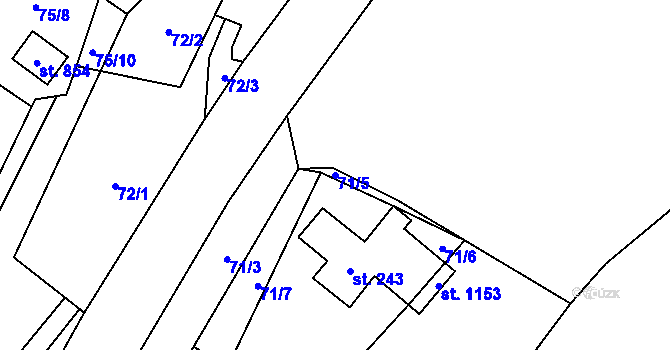 Parcela st. 71/5 v KÚ Kamenný Přívoz, Katastrální mapa