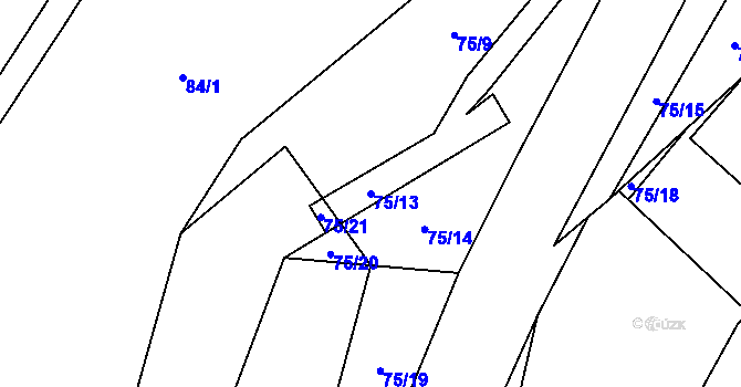 Parcela st. 75/13 v KÚ Kamenný Přívoz, Katastrální mapa