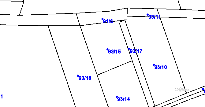 Parcela st. 93/15 v KÚ Kamenný Přívoz, Katastrální mapa