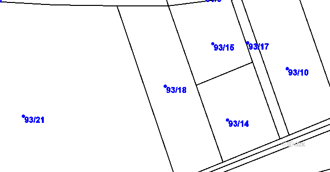 Parcela st. 93/18 v KÚ Kamenný Přívoz, Katastrální mapa