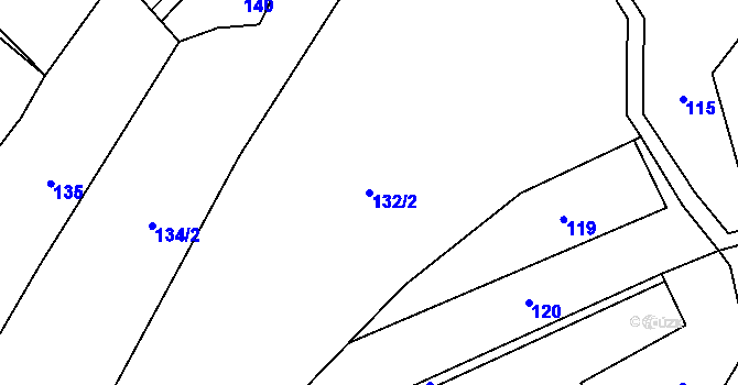 Parcela st. 132/2 v KÚ Kamenný Přívoz, Katastrální mapa