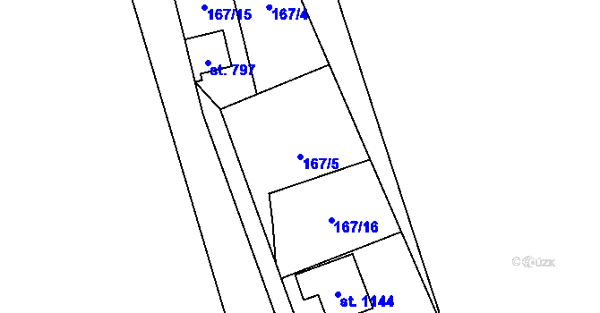 Parcela st. 167/5 v KÚ Kamenný Přívoz, Katastrální mapa