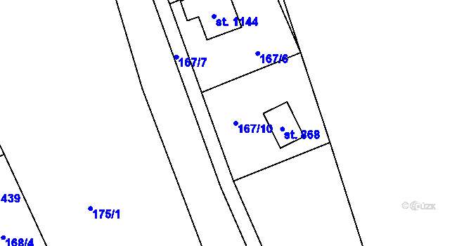 Parcela st. 167/10 v KÚ Kamenný Přívoz, Katastrální mapa