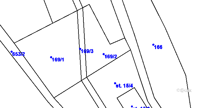 Parcela st. 169/2 v KÚ Kamenný Přívoz, Katastrální mapa
