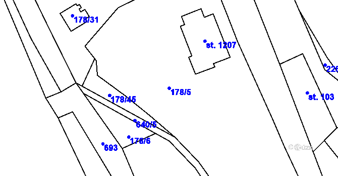 Parcela st. 178/5 v KÚ Kamenný Přívoz, Katastrální mapa
