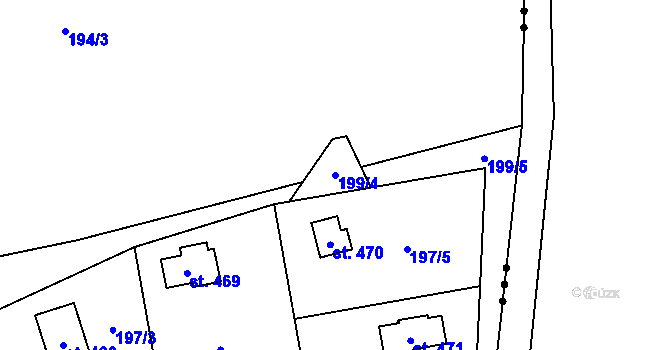 Parcela st. 199/4 v KÚ Kamenný Přívoz, Katastrální mapa