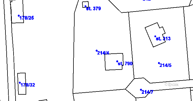 Parcela st. 214/4 v KÚ Kamenný Přívoz, Katastrální mapa