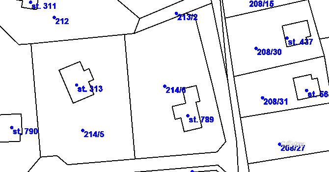 Parcela st. 214/6 v KÚ Kamenný Přívoz, Katastrální mapa