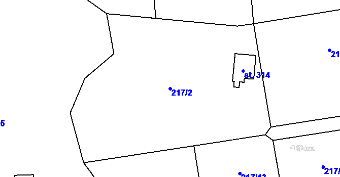 Parcela st. 217/2 v KÚ Kamenný Přívoz, Katastrální mapa