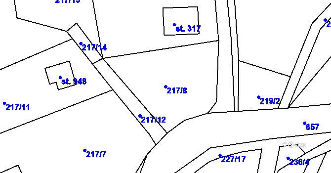 Parcela st. 217/8 v KÚ Kamenný Přívoz, Katastrální mapa