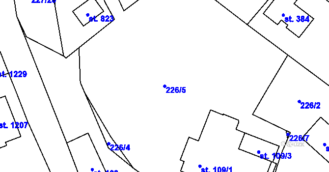 Parcela st. 226/5 v KÚ Kamenný Přívoz, Katastrální mapa