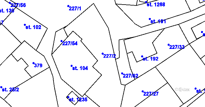 Parcela st. 227/2 v KÚ Kamenný Přívoz, Katastrální mapa