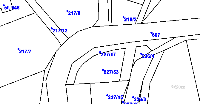 Parcela st. 227/17 v KÚ Kamenný Přívoz, Katastrální mapa