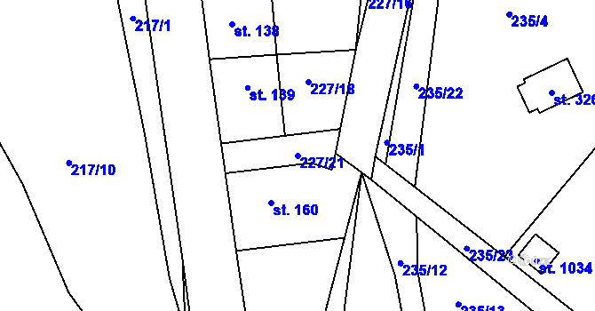 Parcela st. 227/21 v KÚ Kamenný Přívoz, Katastrální mapa