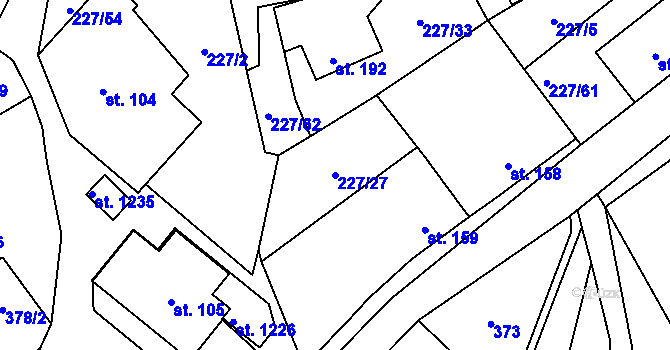 Parcela st. 227/27 v KÚ Kamenný Přívoz, Katastrální mapa