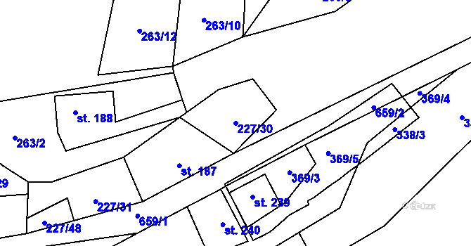 Parcela st. 227/30 v KÚ Kamenný Přívoz, Katastrální mapa