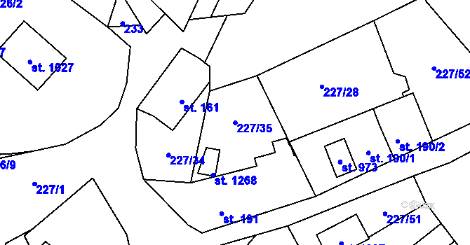 Parcela st. 227/35 v KÚ Kamenný Přívoz, Katastrální mapa