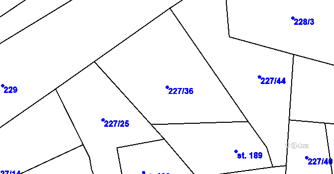 Parcela st. 227/36 v KÚ Kamenný Přívoz, Katastrální mapa