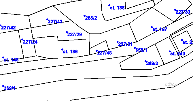 Parcela st. 227/48 v KÚ Kamenný Přívoz, Katastrální mapa