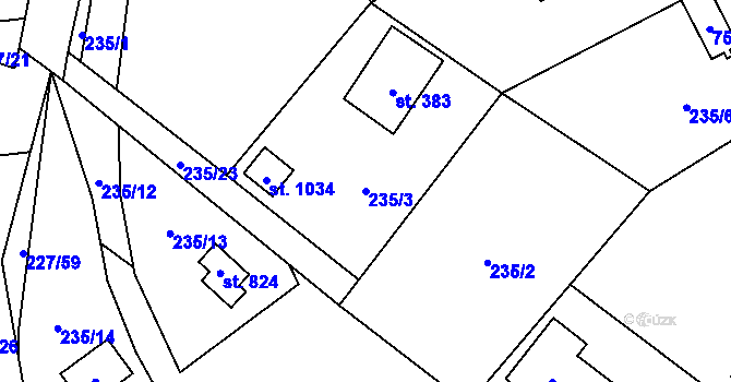 Parcela st. 235/3 v KÚ Kamenný Přívoz, Katastrální mapa
