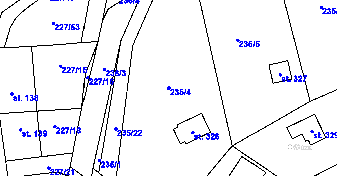 Parcela st. 235/4 v KÚ Kamenný Přívoz, Katastrální mapa