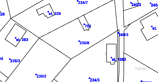Parcela st. 235/6 v KÚ Kamenný Přívoz, Katastrální mapa