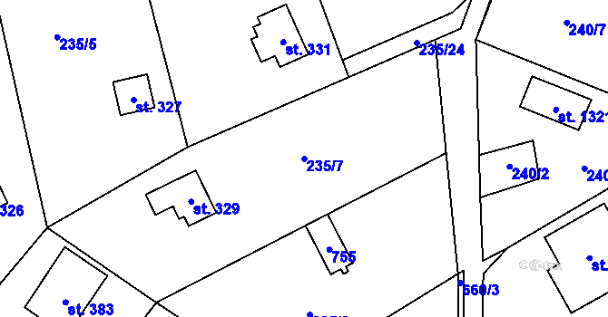 Parcela st. 235/7 v KÚ Kamenný Přívoz, Katastrální mapa