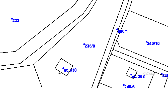 Parcela st. 235/8 v KÚ Kamenný Přívoz, Katastrální mapa