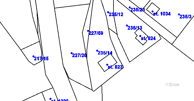 Parcela st. 235/14 v KÚ Kamenný Přívoz, Katastrální mapa