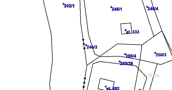 Parcela st. 246/3 v KÚ Kamenný Přívoz, Katastrální mapa