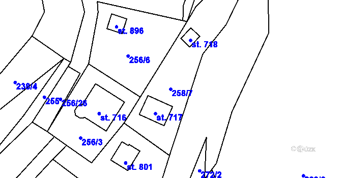 Parcela st. 258/7 v KÚ Kamenný Přívoz, Katastrální mapa