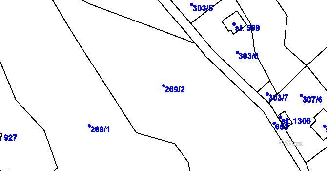 Parcela st. 269/2 v KÚ Kamenný Přívoz, Katastrální mapa
