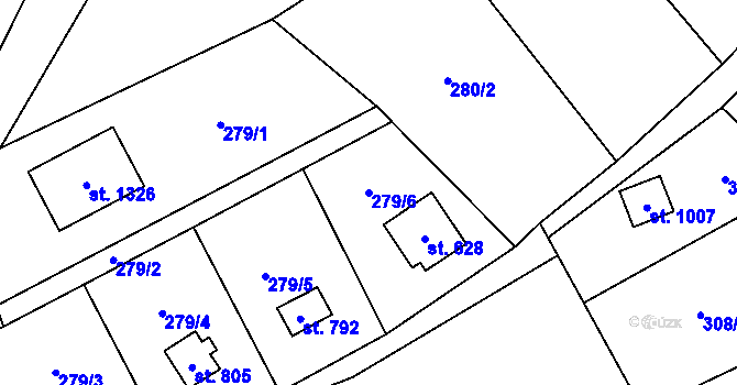 Parcela st. 279/6 v KÚ Kamenný Přívoz, Katastrální mapa