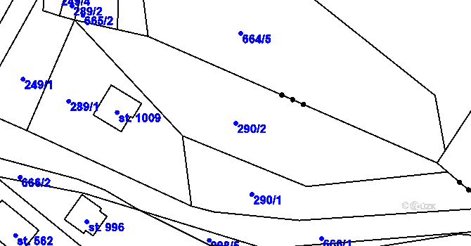 Parcela st. 290/2 v KÚ Kamenný Přívoz, Katastrální mapa
