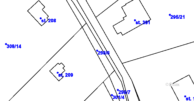 Parcela st. 298/6 v KÚ Kamenný Přívoz, Katastrální mapa