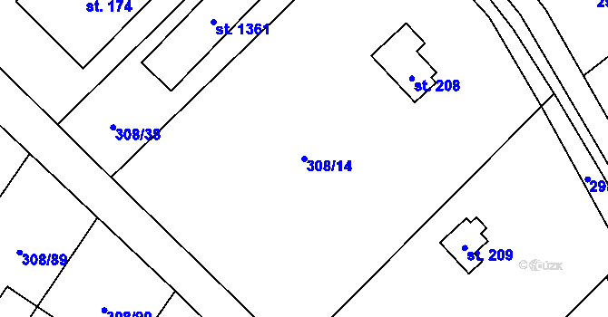 Parcela st. 308/14 v KÚ Kamenný Přívoz, Katastrální mapa