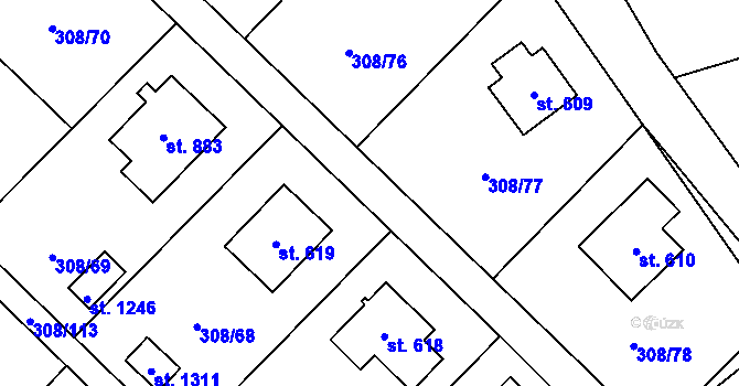 Parcela st. 308/41 v KÚ Kamenný Přívoz, Katastrální mapa