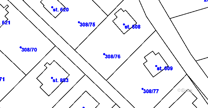 Parcela st. 308/76 v KÚ Kamenný Přívoz, Katastrální mapa
