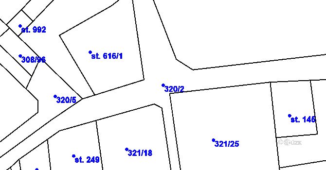 Parcela st. 320/2 v KÚ Kamenný Přívoz, Katastrální mapa