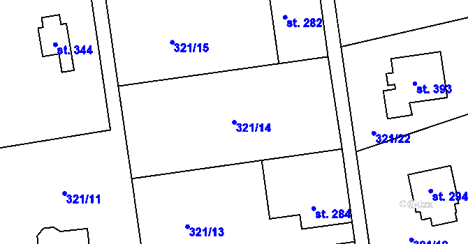 Parcela st. 321/14 v KÚ Kamenný Přívoz, Katastrální mapa