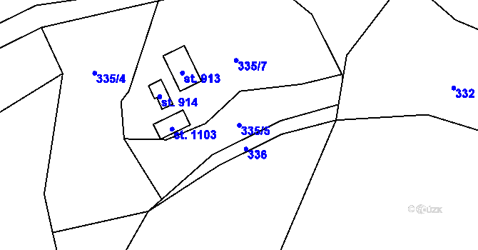 Parcela st. 335/5 v KÚ Kamenný Přívoz, Katastrální mapa