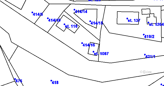 Parcela st. 414/16 v KÚ Kamenný Přívoz, Katastrální mapa