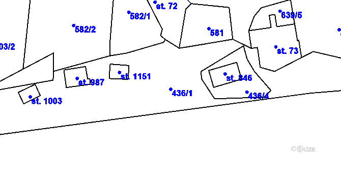 Parcela st. 436/1 v KÚ Kamenný Přívoz, Katastrální mapa
