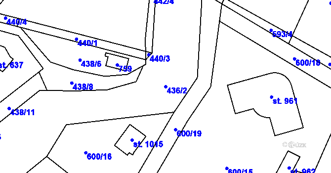 Parcela st. 436/2 v KÚ Kamenný Přívoz, Katastrální mapa