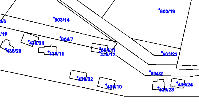 Parcela st. 436/12 v KÚ Kamenný Přívoz, Katastrální mapa