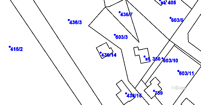 Parcela st. 436/14 v KÚ Kamenný Přívoz, Katastrální mapa