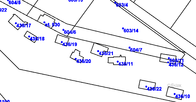 Parcela st. 436/21 v KÚ Kamenný Přívoz, Katastrální mapa